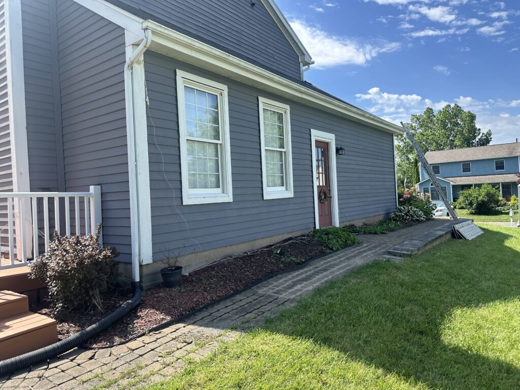 gray home with garden